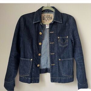 True Religion Dino Blue Collar Camden Jean Jacket